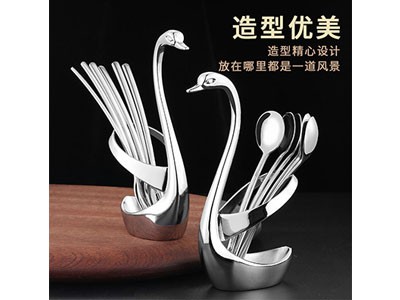 時尚創意合金天鵝座水果簽餐具套裝